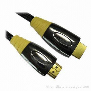 HDMI 19-pin Male to 19-pin Male Cable, Metal Over-mold, with Signal Amplifier Technology